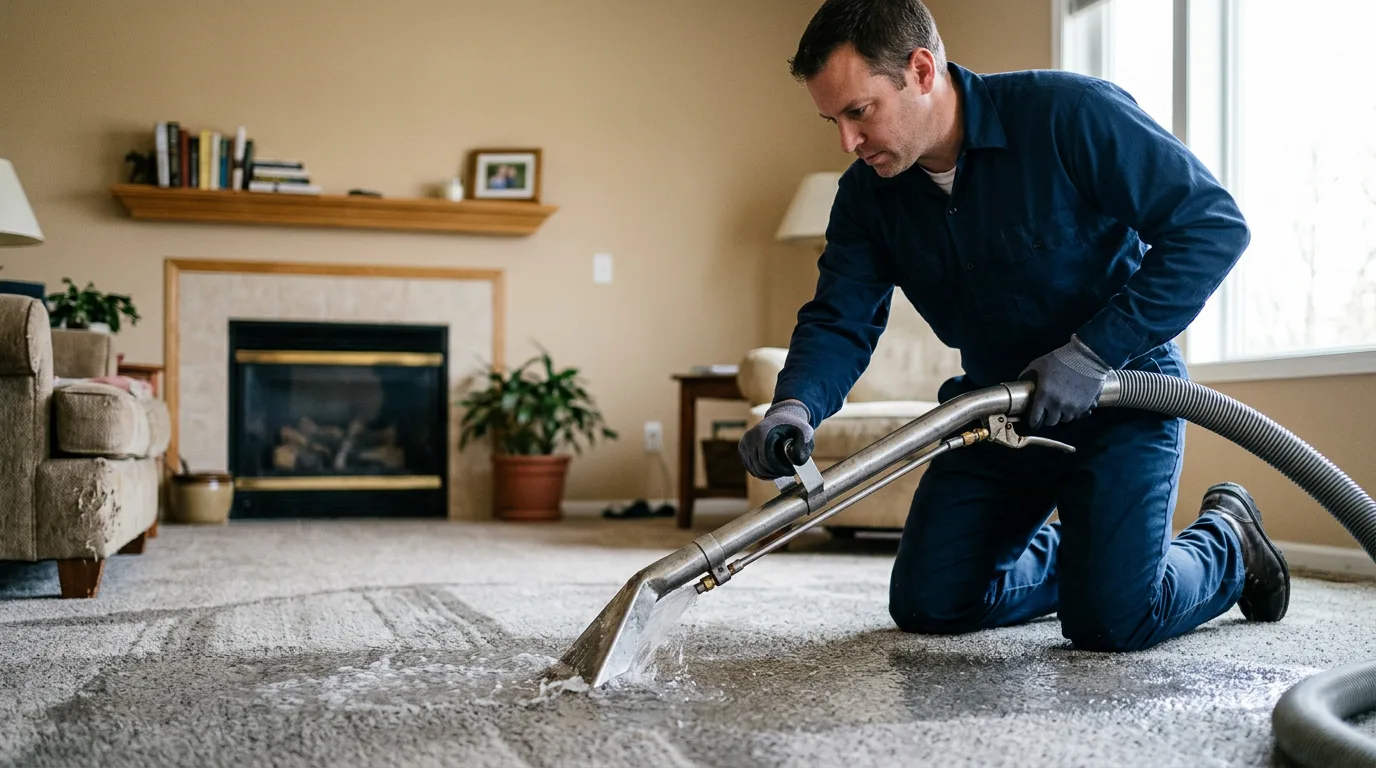 Water damage restoration technician working near Sabula, IA